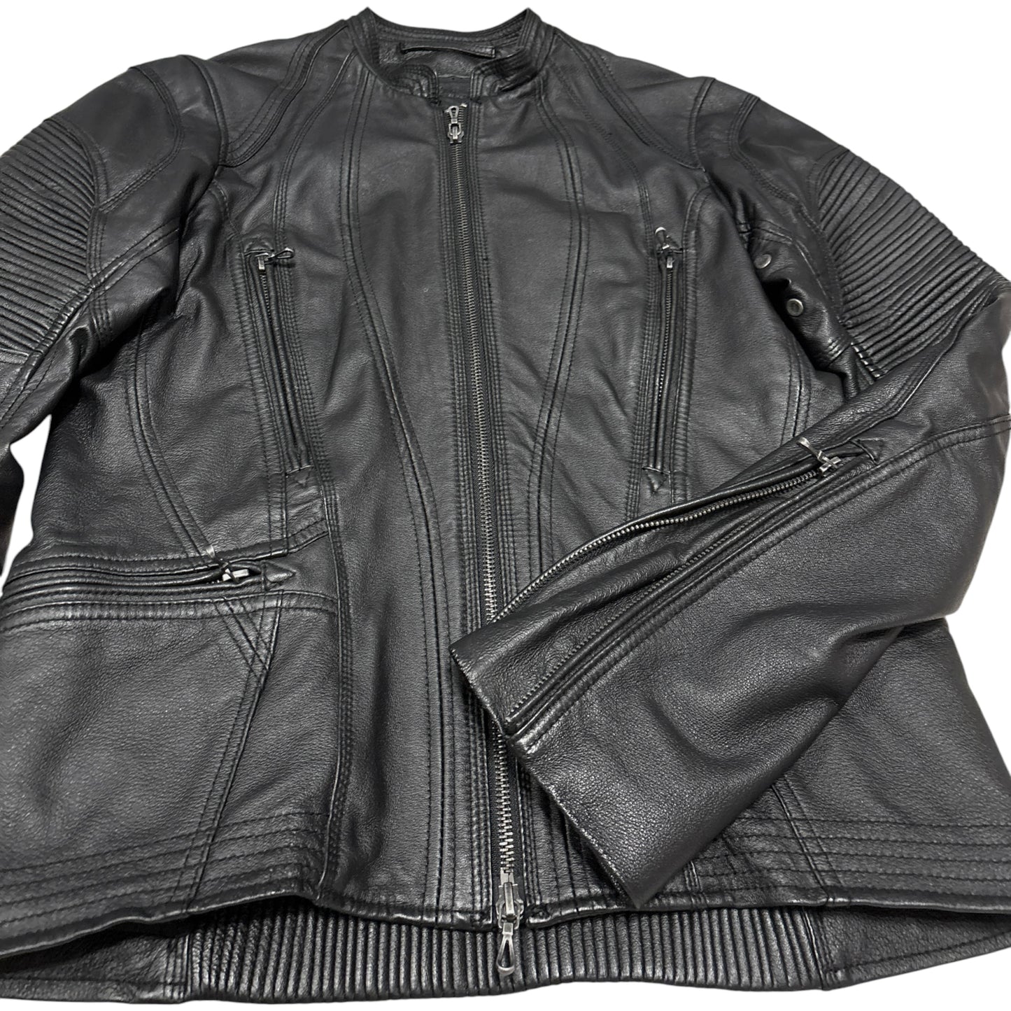 Goa buffalo leather multizip biker motorcycle jacket