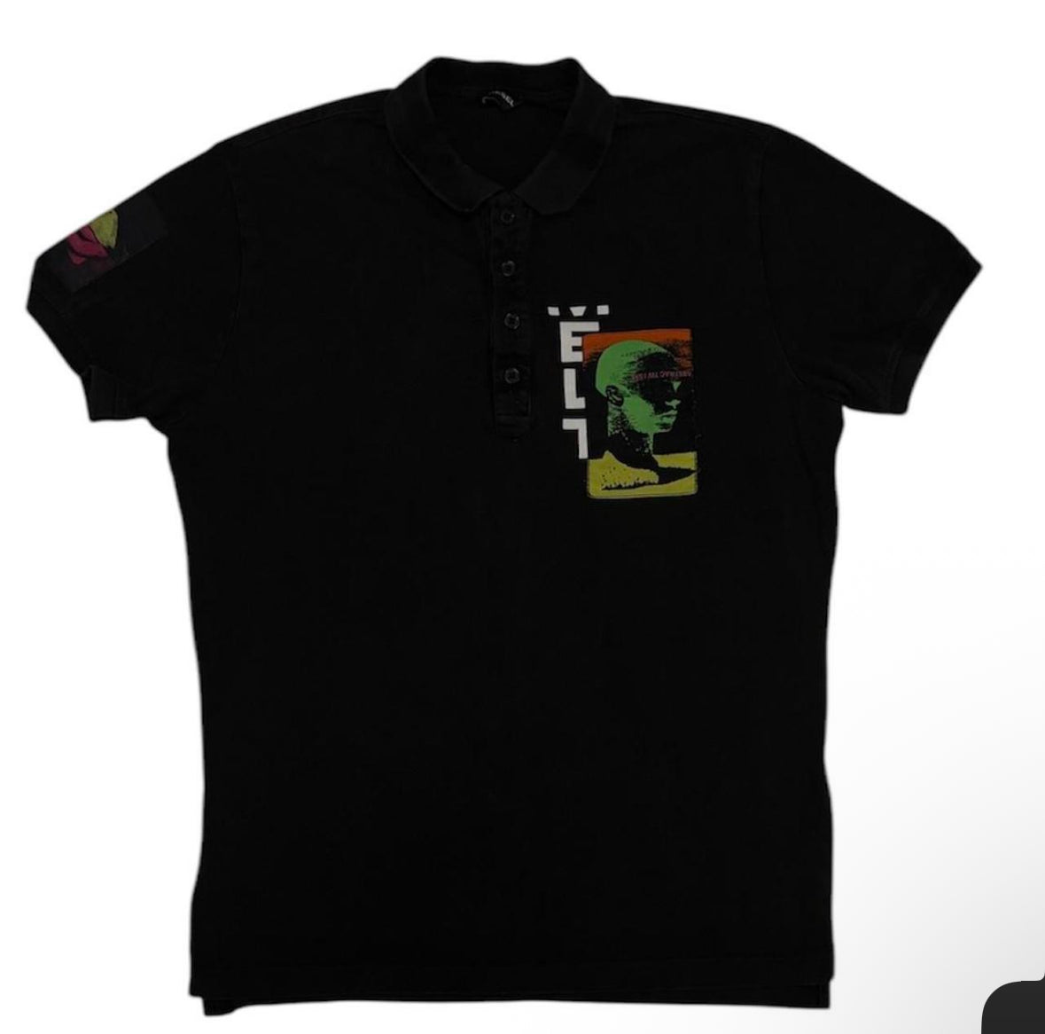 Diesel black embroided patch polo T-shirt