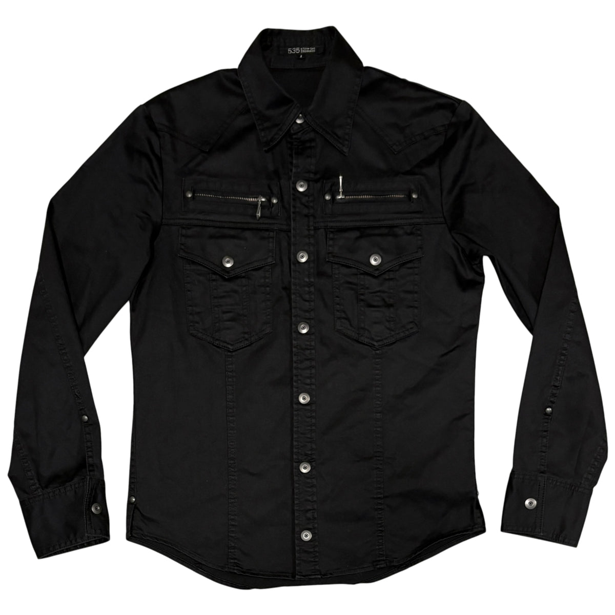 5351 Pour Les Hommes black button up detailed denim shirt jacket
