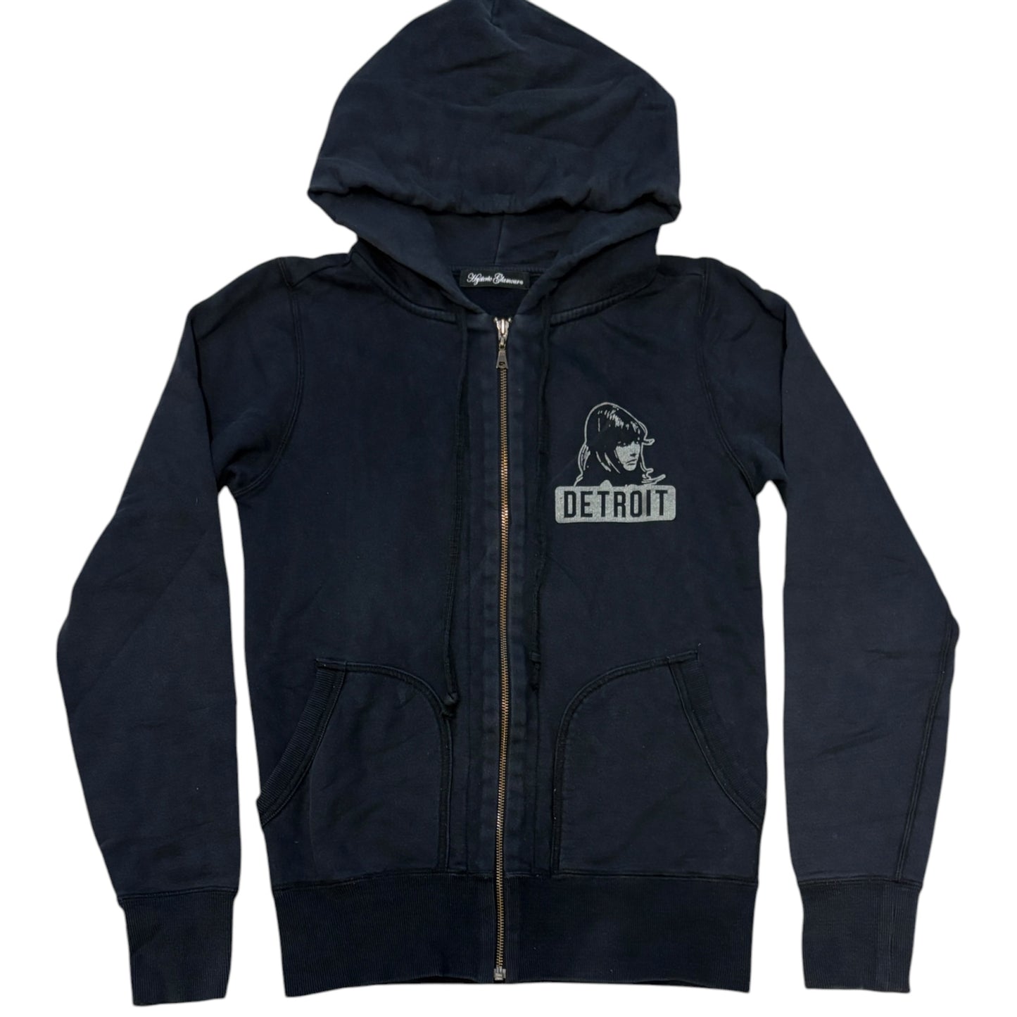 Hysteric Glamour ‘Detroit girl’ dark grey navy zip hoodie