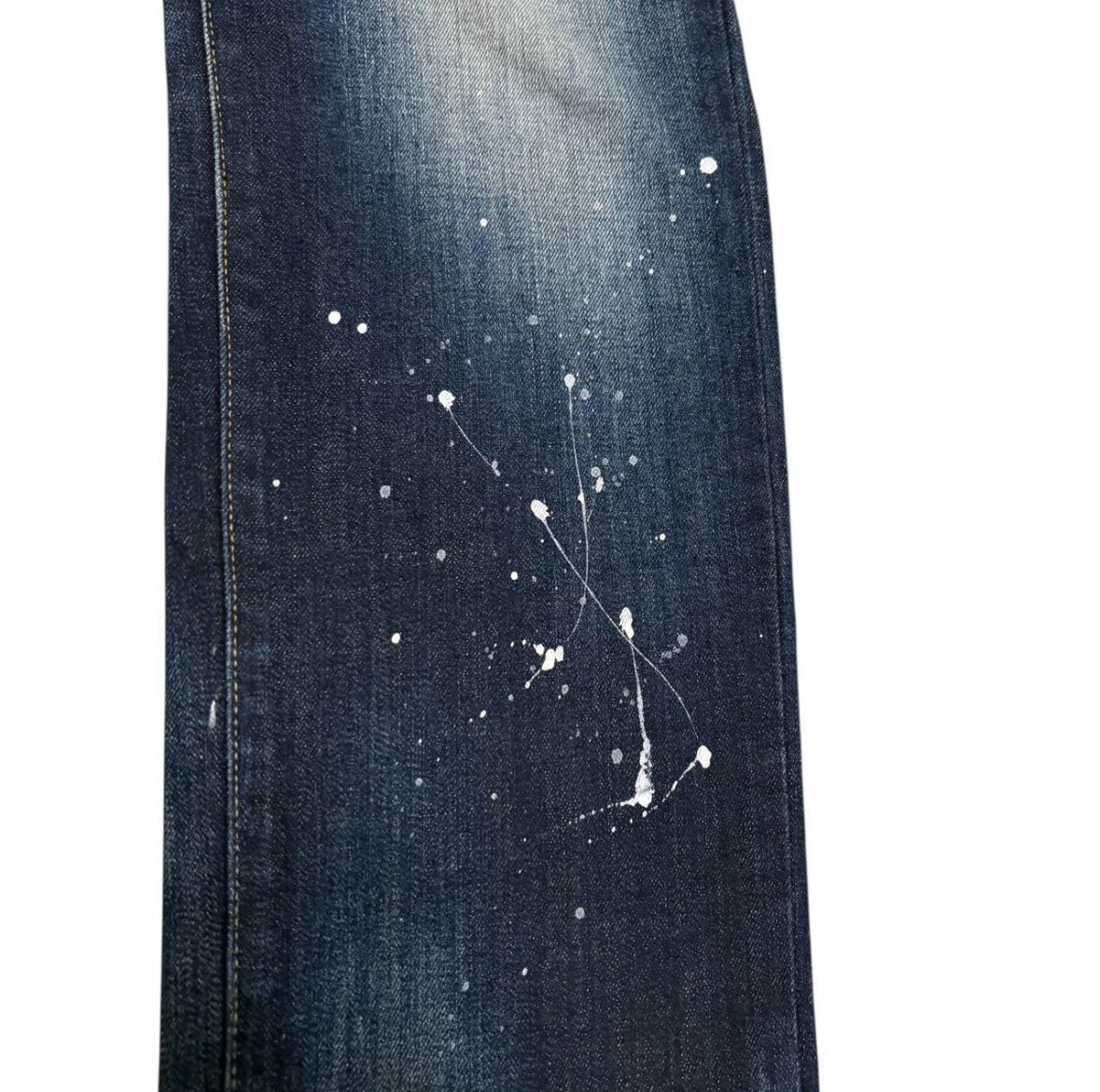Semantic Design blue paint splatter denim jeans