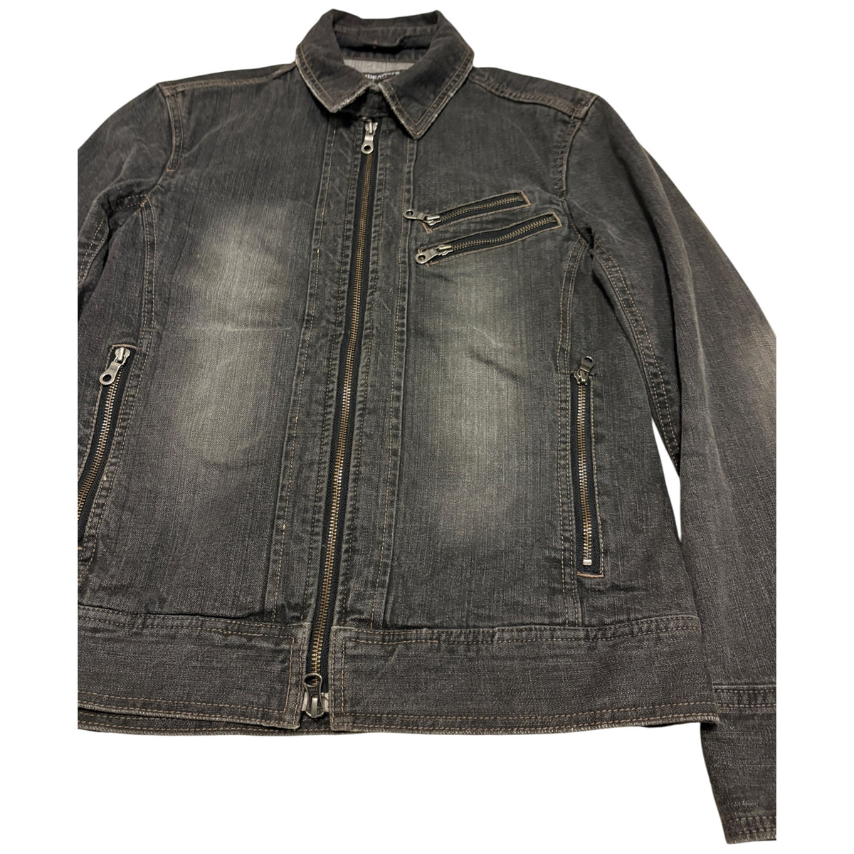 Nicole Club grey multizip denim jacket