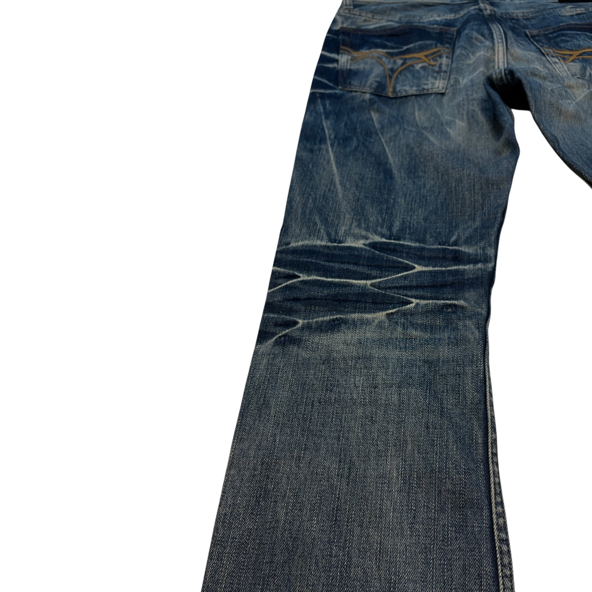 Jackrose blue whiskered washed bootcut denim jeans
