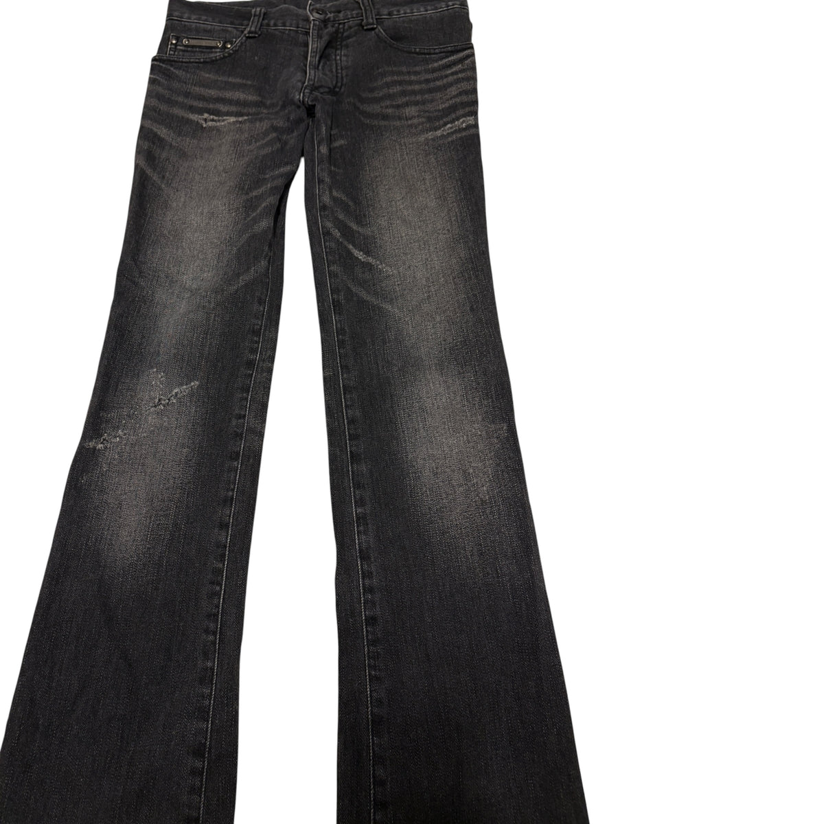 5351 Pour Les Hommes black & grey whiskered denim bootcut jeans