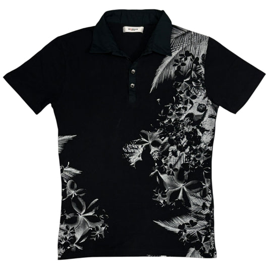 Morgan Homme black tropical floral print polo T-shirt