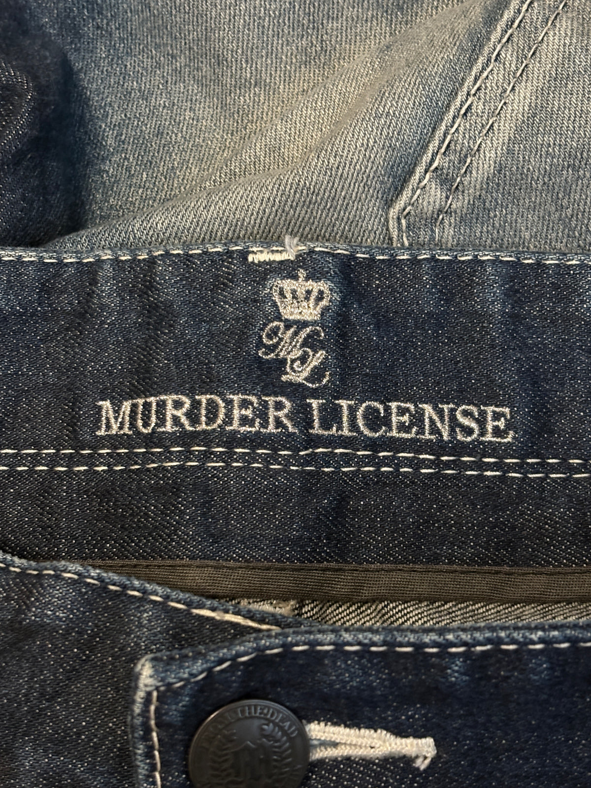Japanese brand blue fade wash whiskered denim jeans