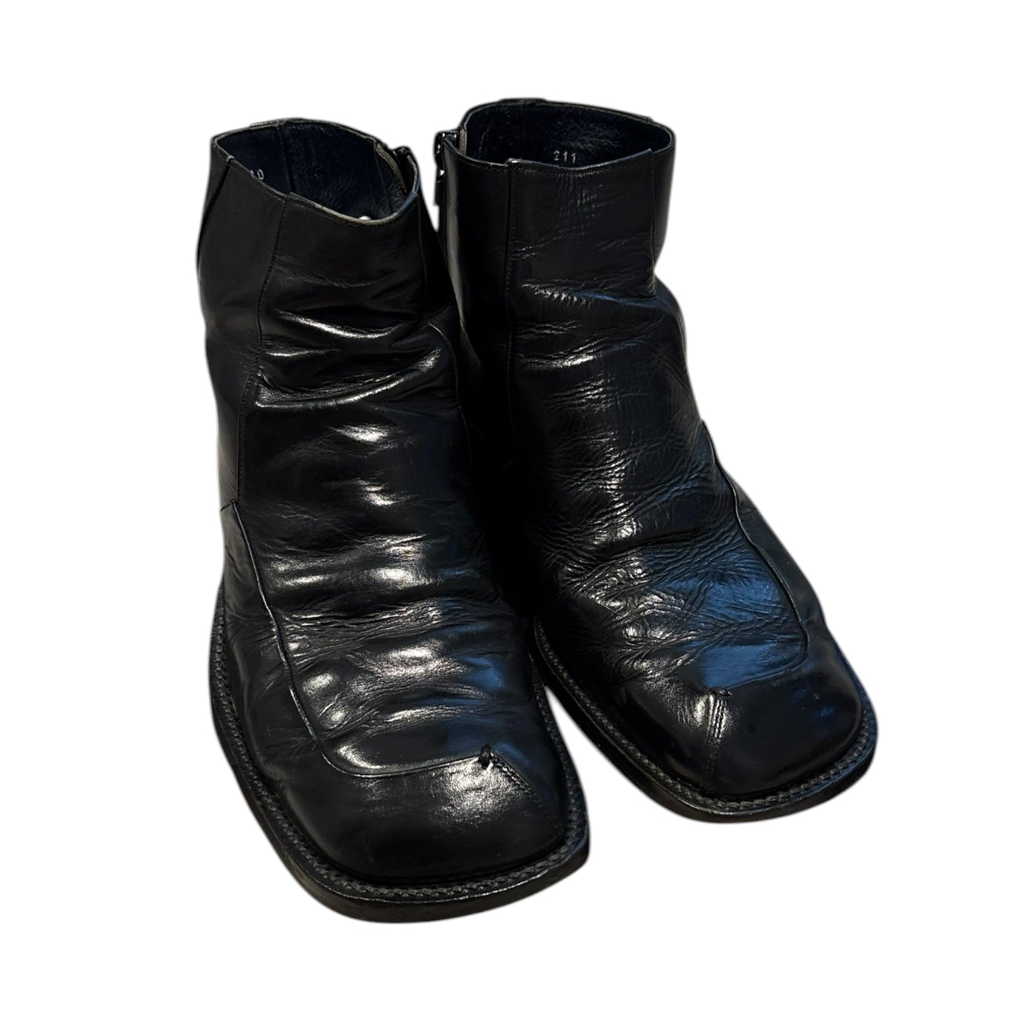 Alfredo Bannister layered crinkle effect leather side zip boots