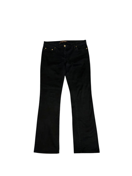 Roberto Cavalli black bootcut jeans with gold hardware