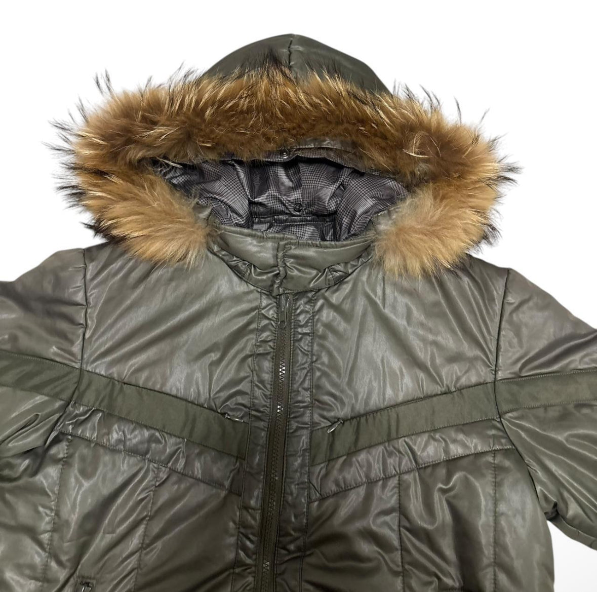 Takeo Kikuchi reversible check raccoon fur hood lightweight windbreaker jacket RRP
£350