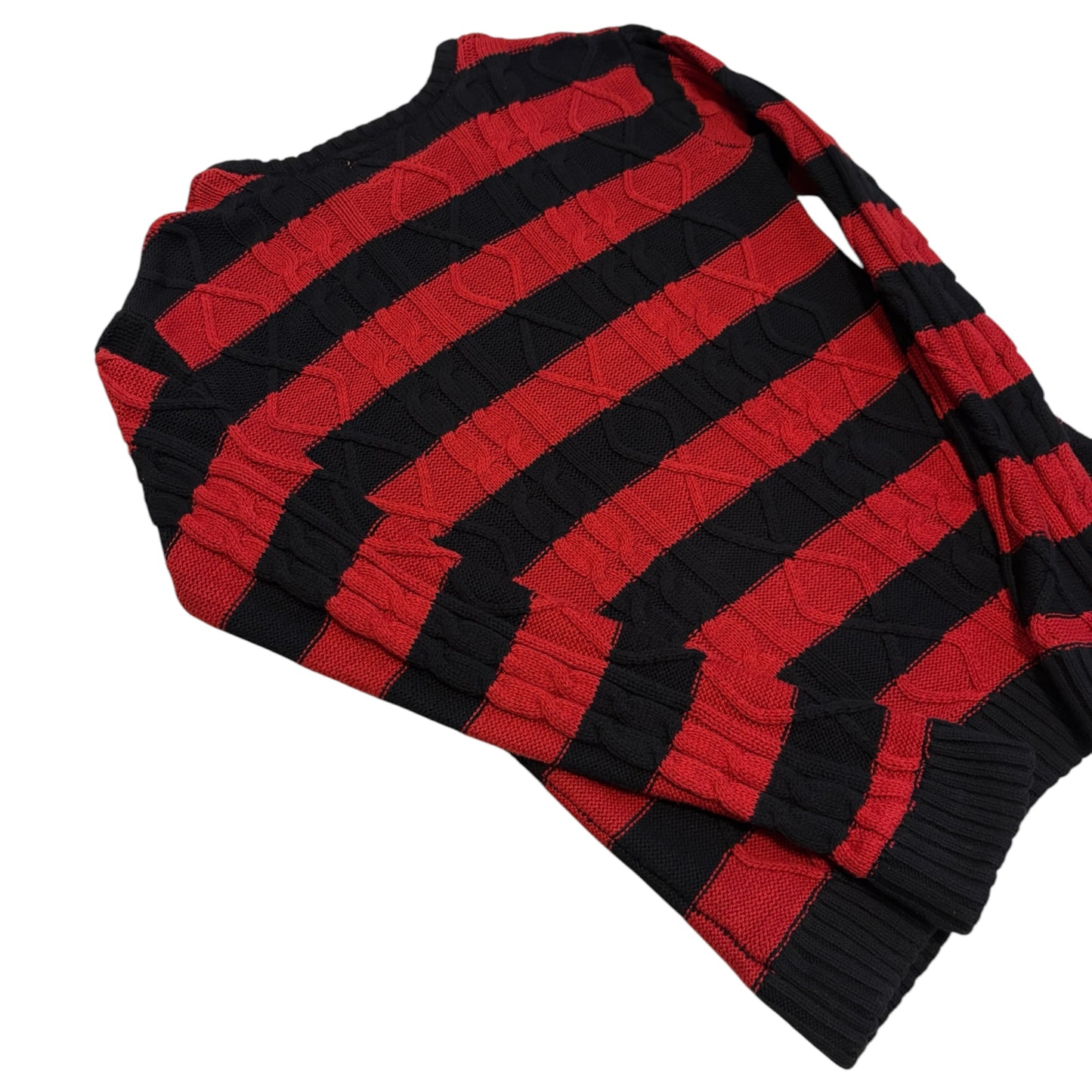 Number (N)ine black red striped cable knit sweater