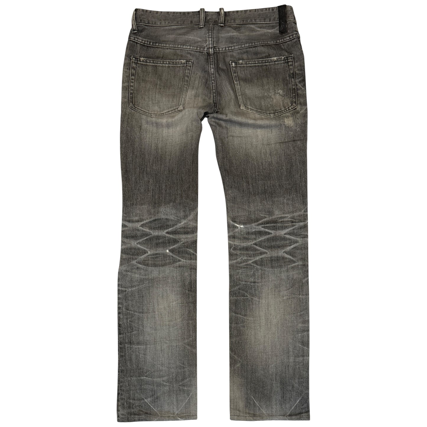 Isamu Katayama Backlash grey whiskered leopard print bootcut denim jeans