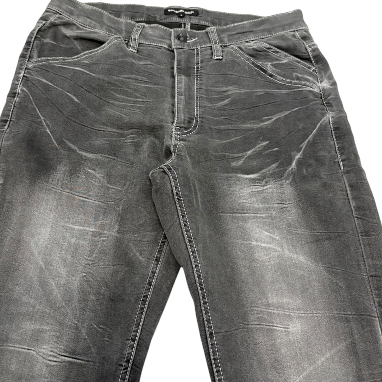 Semantic Design grey claw mark streaked fade wash lightweight denim jeans