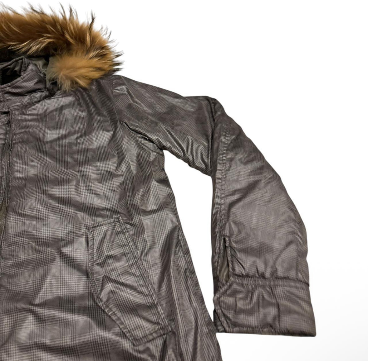 Takeo Kikuchi reversible check raccoon fur hood lightweight windbreaker jacket RRP
£350