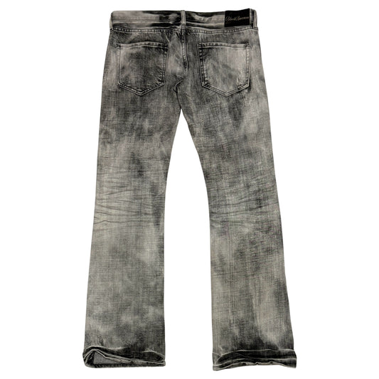 Black Baccara distressed grey face wash bootcut jeans