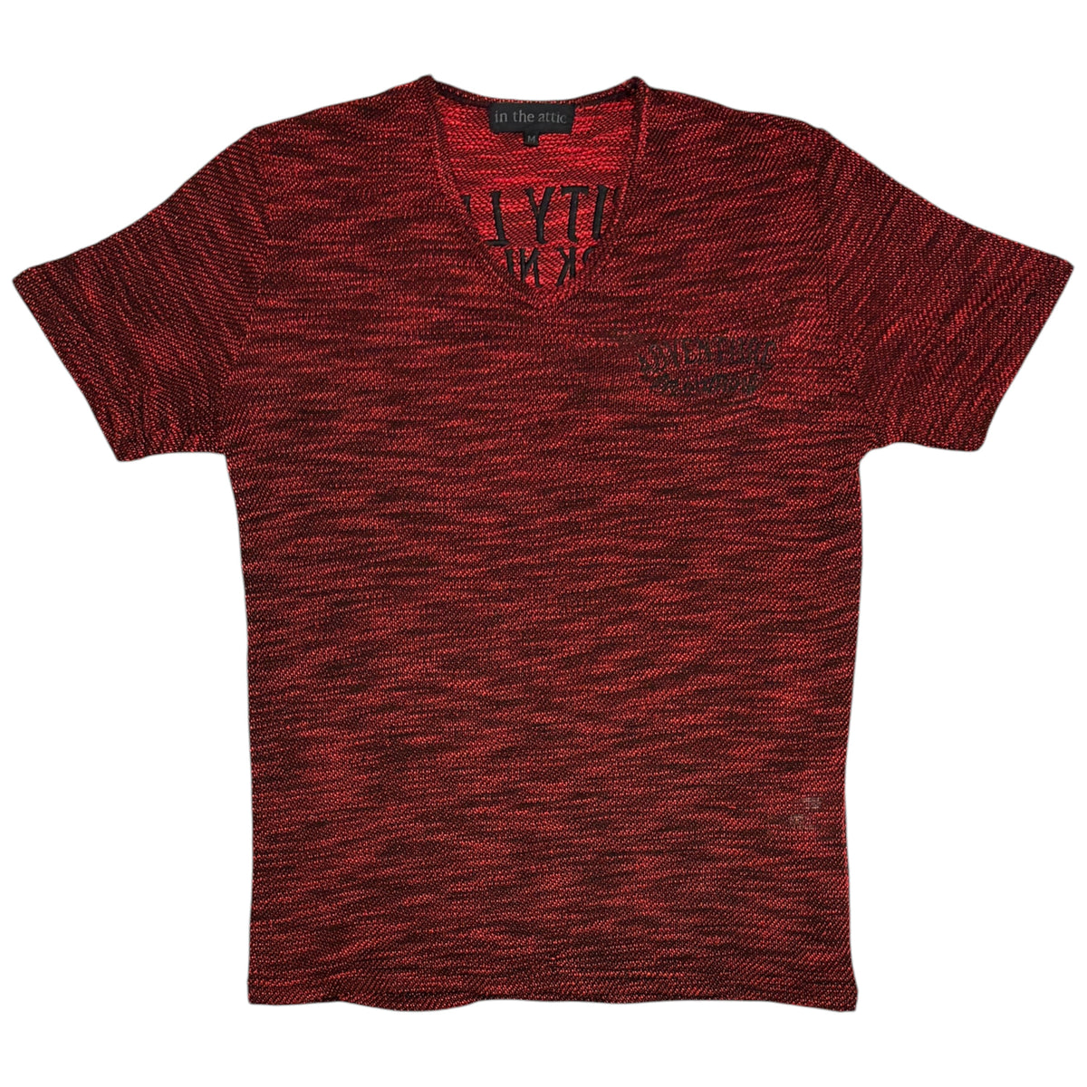 In The Attic dark red fade wash cotton knit T-shirt