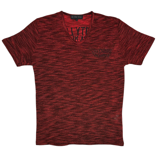 In The Attic dark red fade wash cotton knit T-shirt
