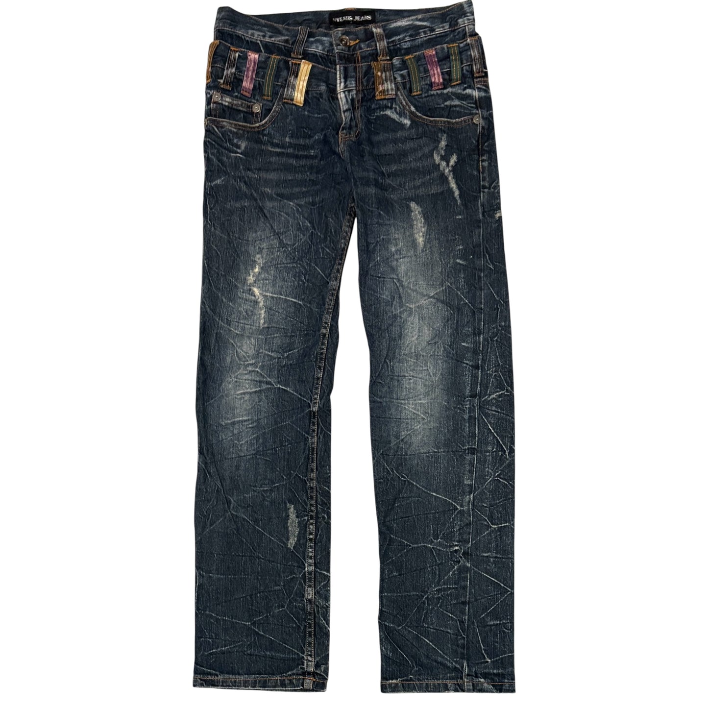 Nylaus double waisted multicolour belt loops denim jeans