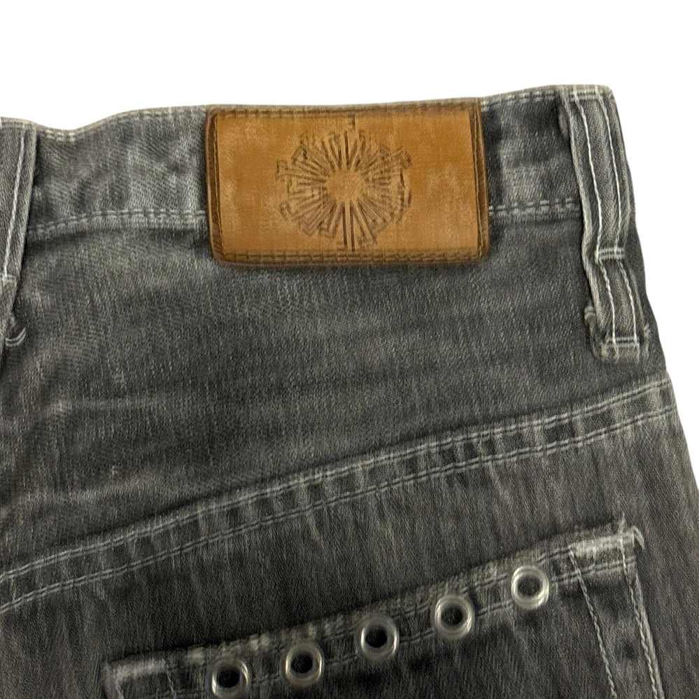 Tornado Mart distressed eyelet hole flare denim jeans