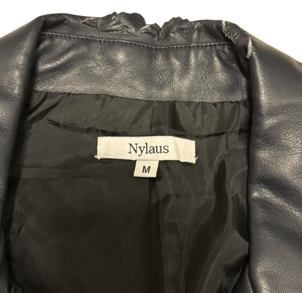 Japanese Brand navy faux leather jacket