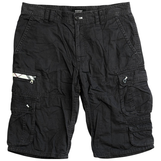 Burberry Black Label black cargo utility multipocket shorts