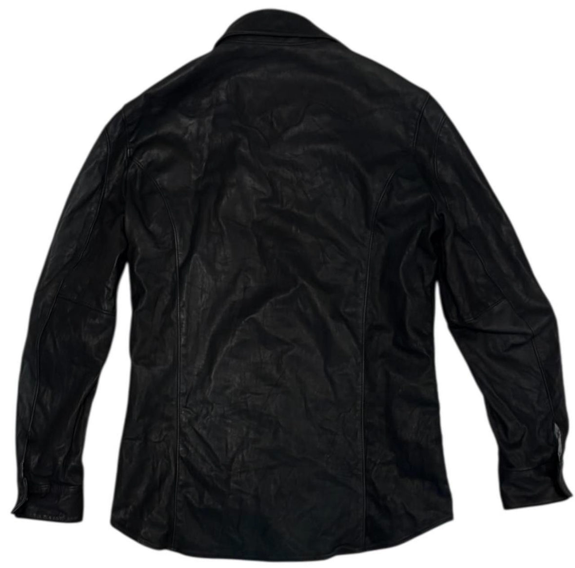 Japanese brand cowhide collared leather jacket w cotton lining