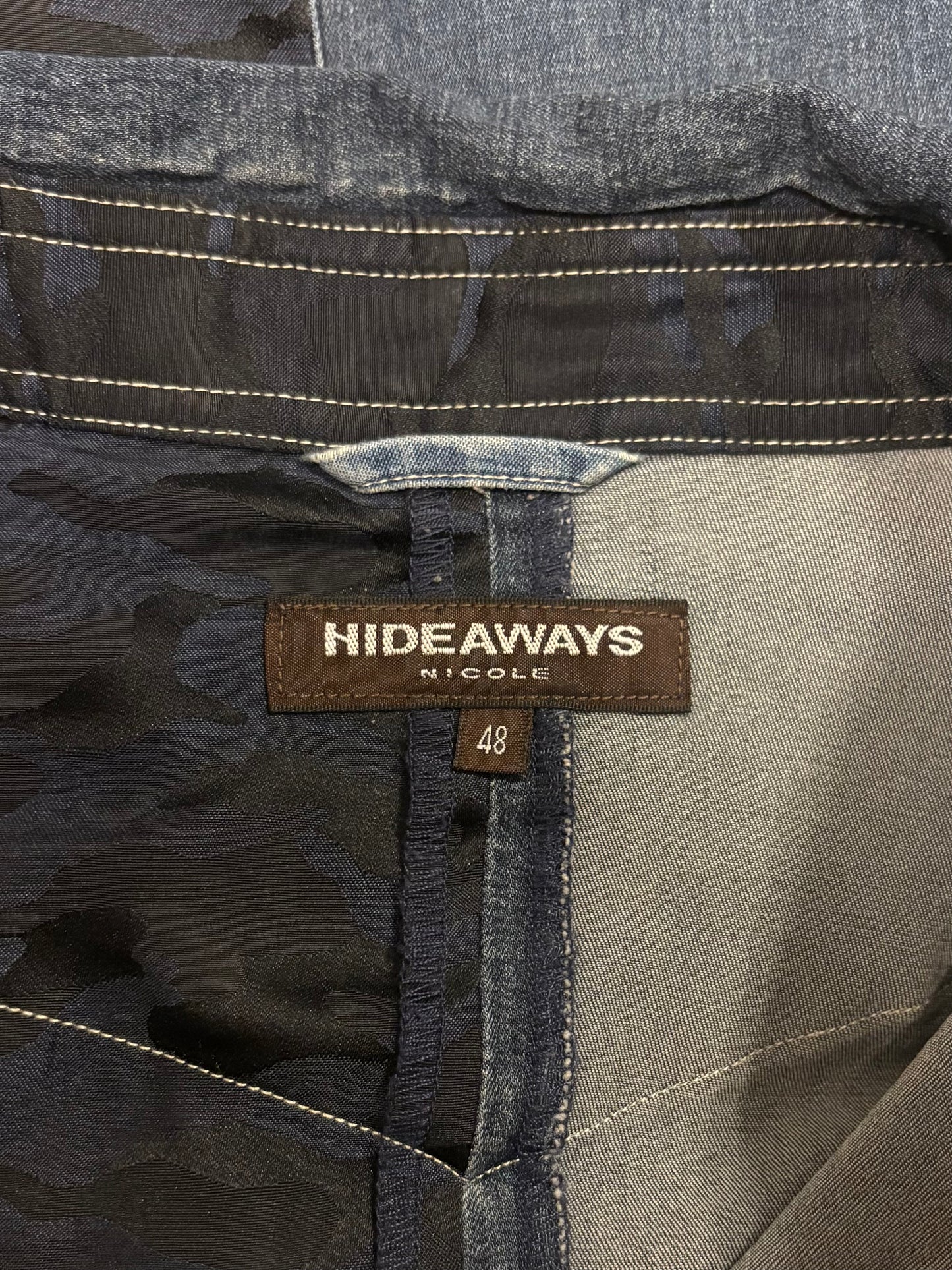 Hideaways two tone lightweight denim camo 3/4 sleeve shirt