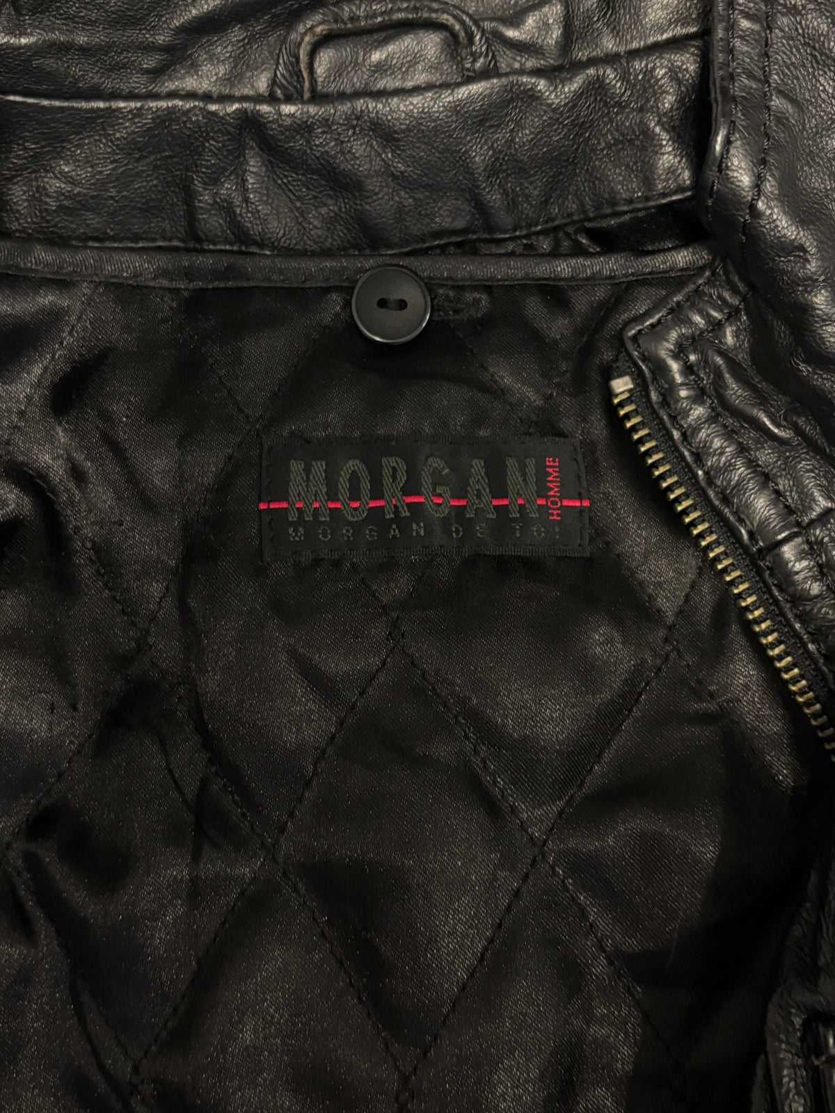 Morgan Homme black pig leather multizip jacket