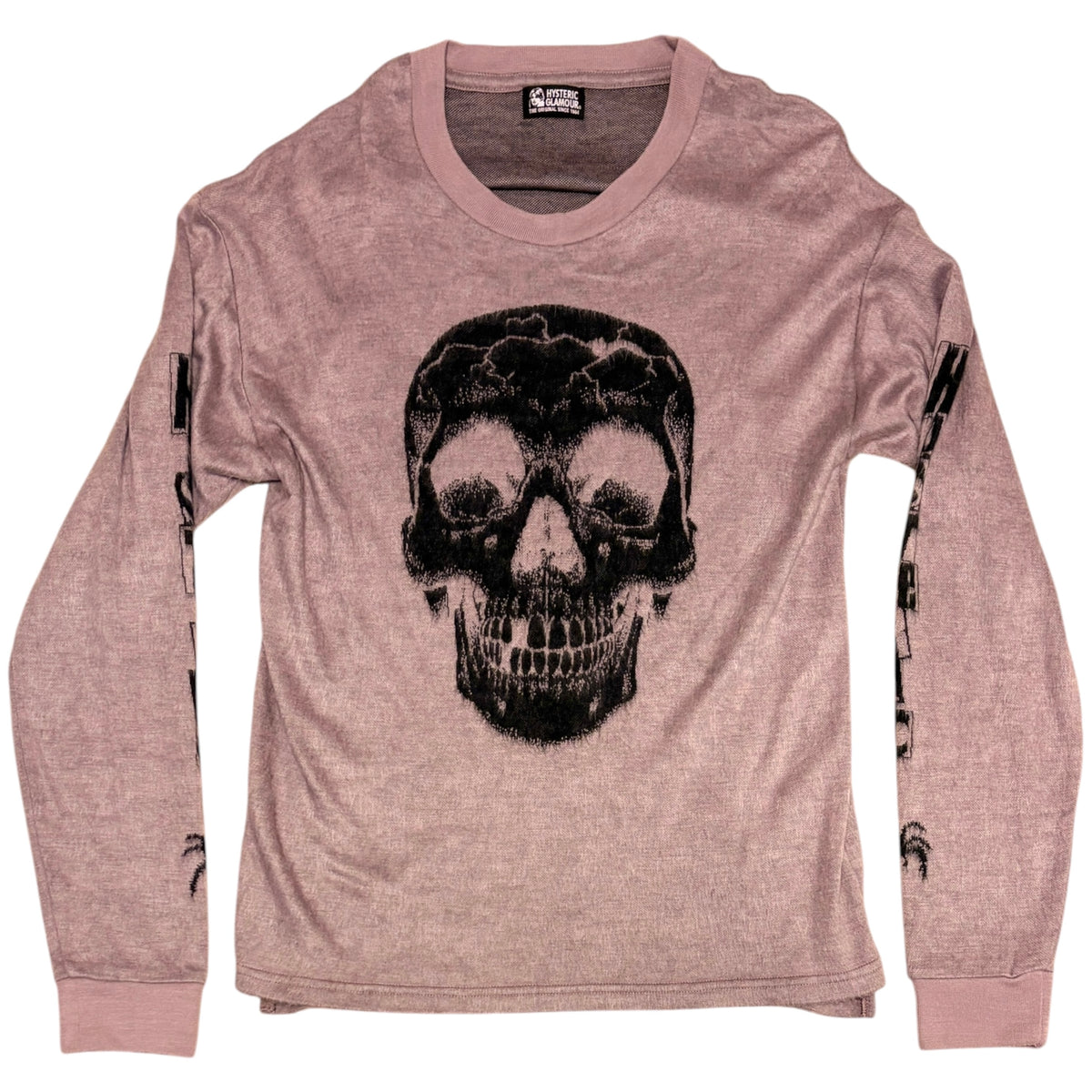 Hysteric Glamour light pink magenta skull cotton knit longsleeve T-shirt