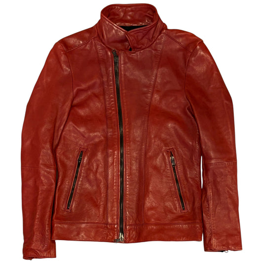 5351 Pour Les Hommes asymmetric red lambskin leather jacket