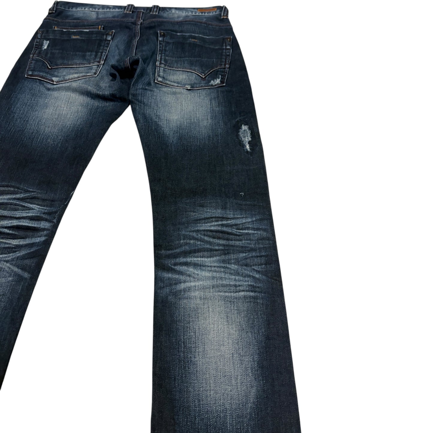 Nicole Club distressed repaired patches dark blue denim jeans