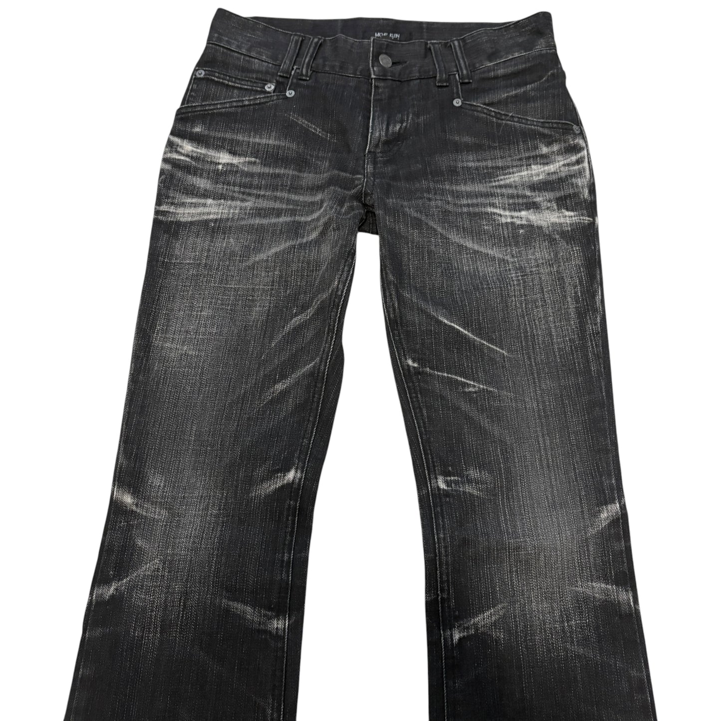 Japanese brand black streaked bootcut denim jeans