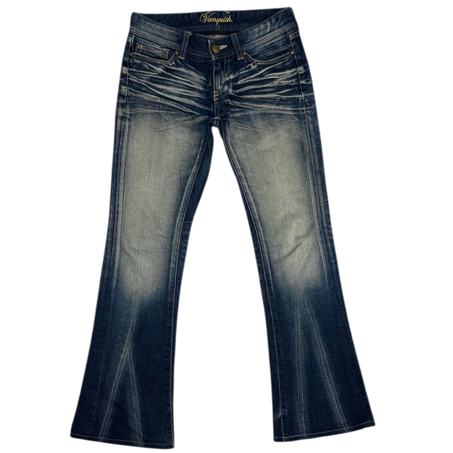 Japanese brand blue gradient claw mark bootcut jeans