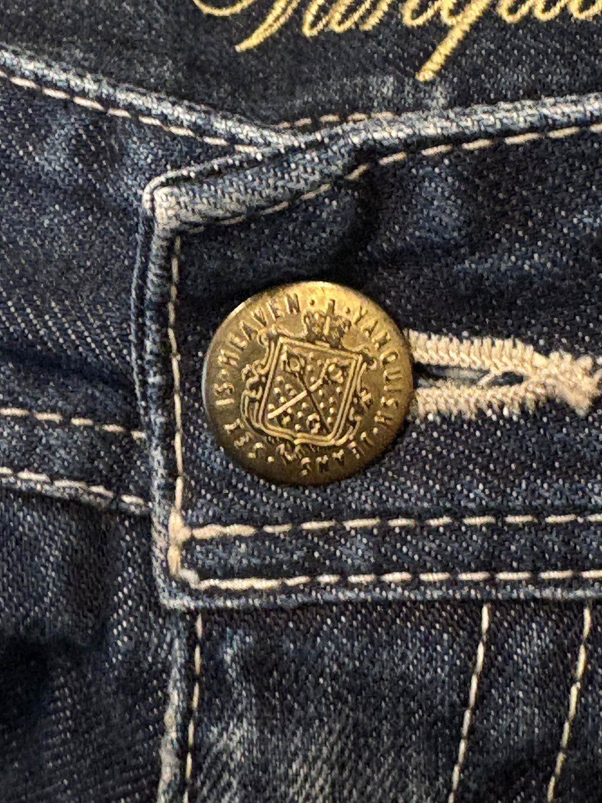 Japanese brand blue whiskered gradient wash bootcut denim jeans