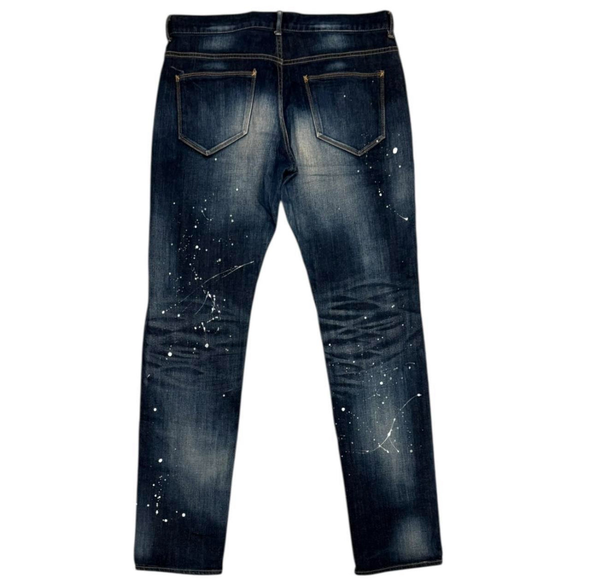 Semantic Design blue paint splatter denim jeans