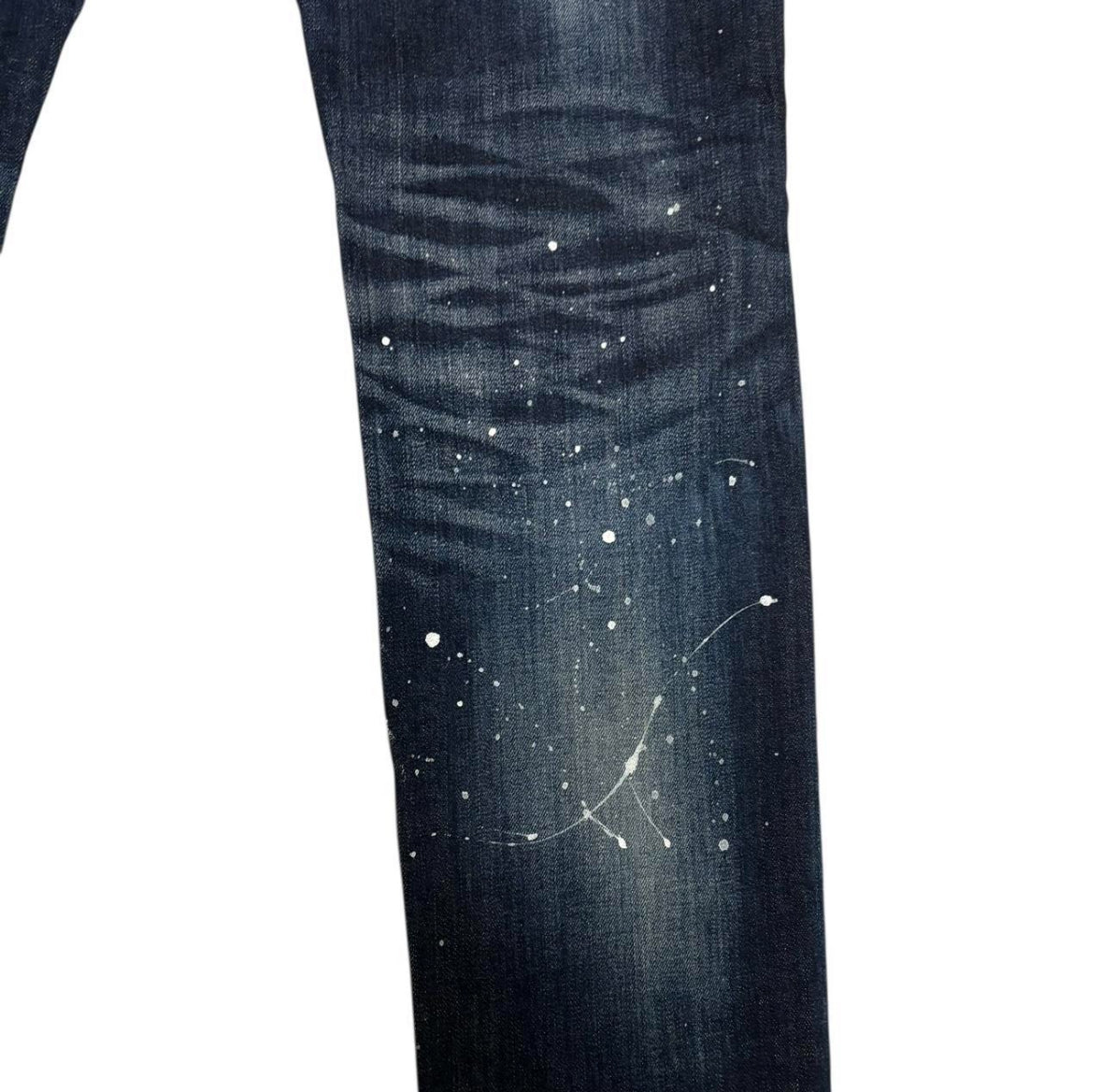 Semantic Design blue paint splatter denim jeans