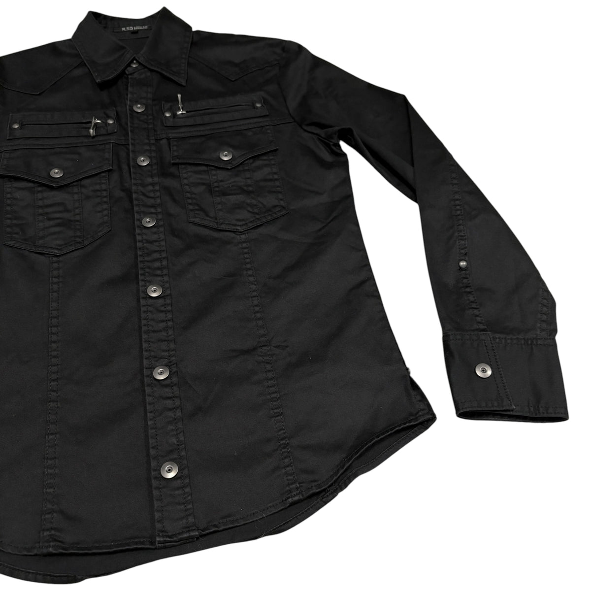 5351 Pour Les Hommes black button up detailed denim shirt jacket