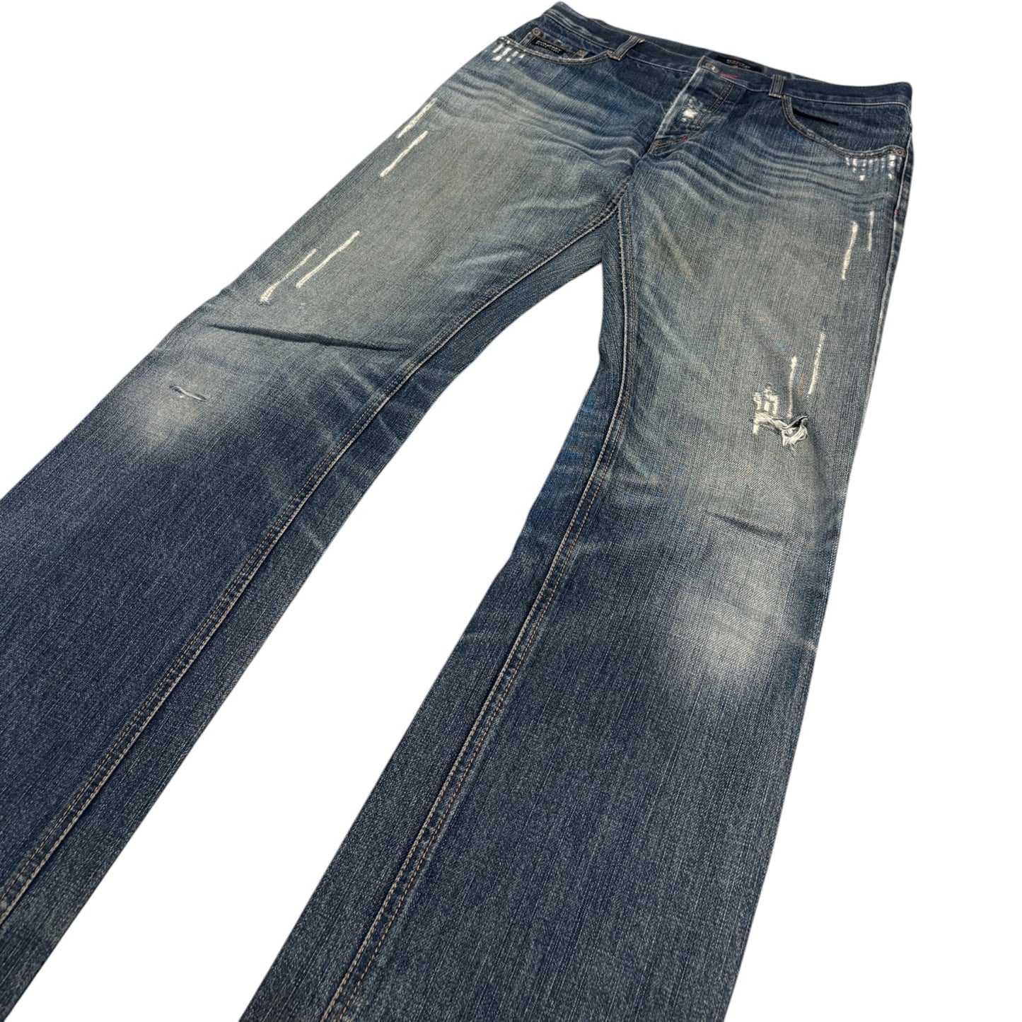 Burberry Black Label distressed blue straight denim jeans