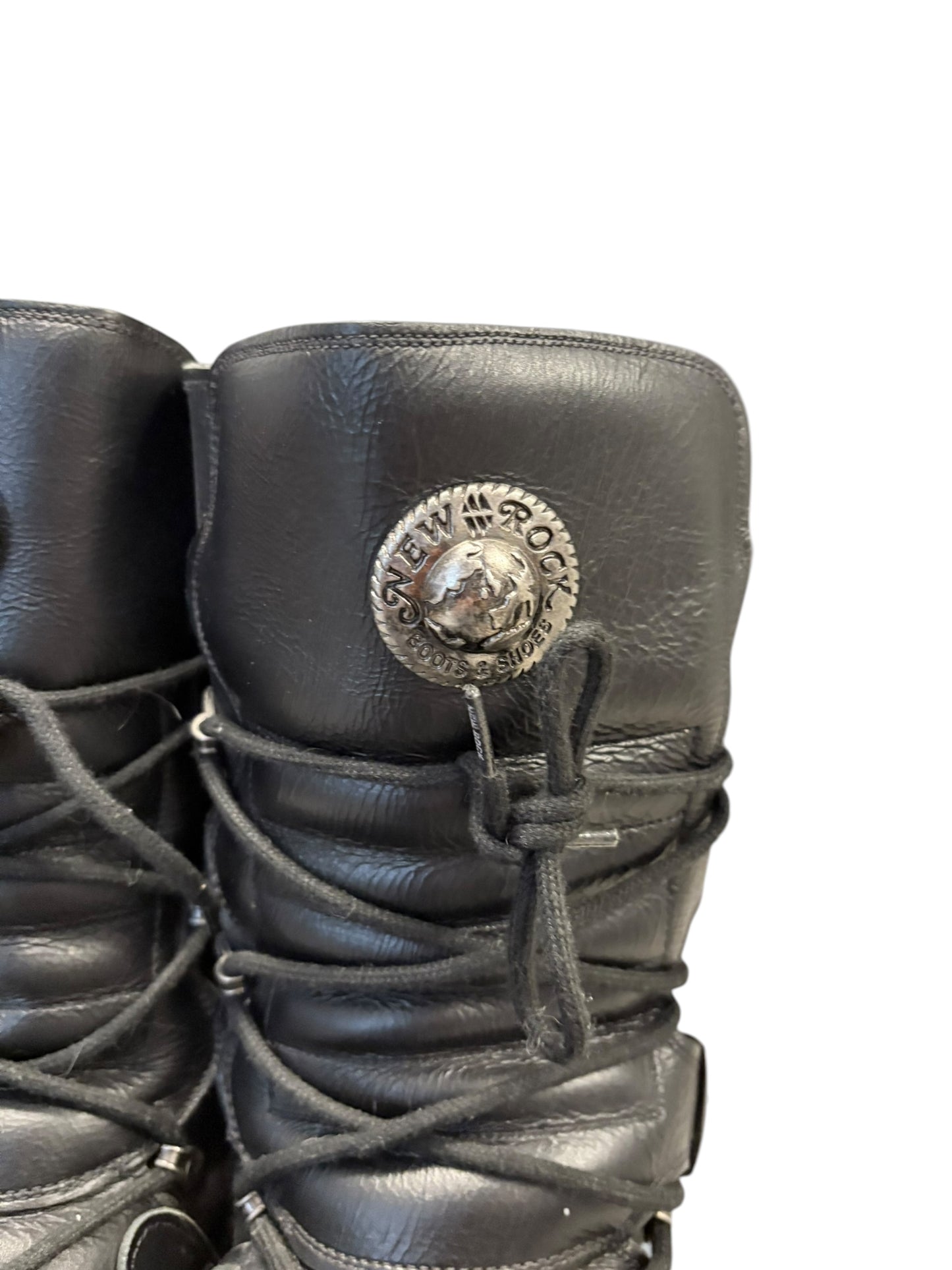New Rock black multi buckle reactor boots w side zipper