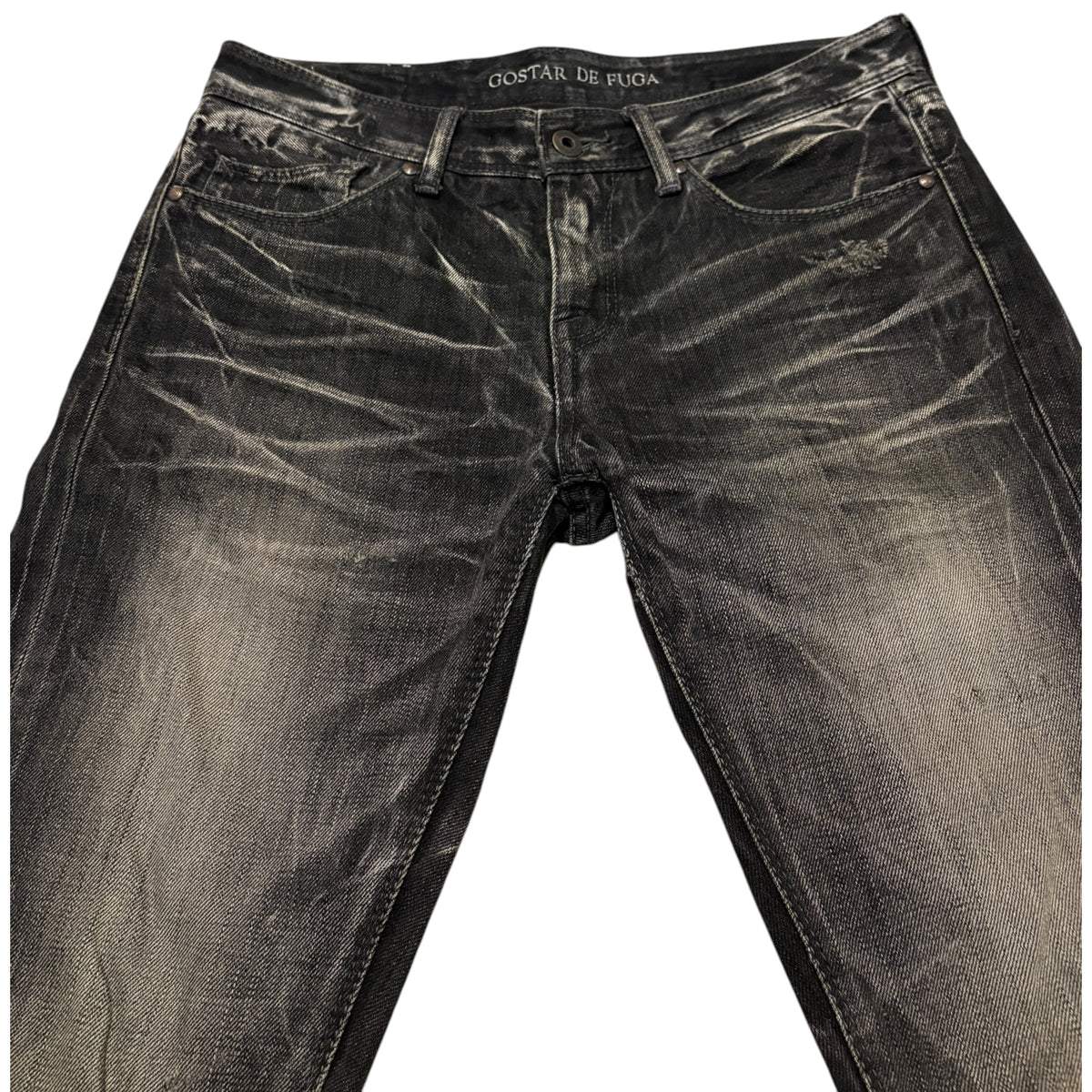 Fuga grey whiskered bootcut distressed denim jeans