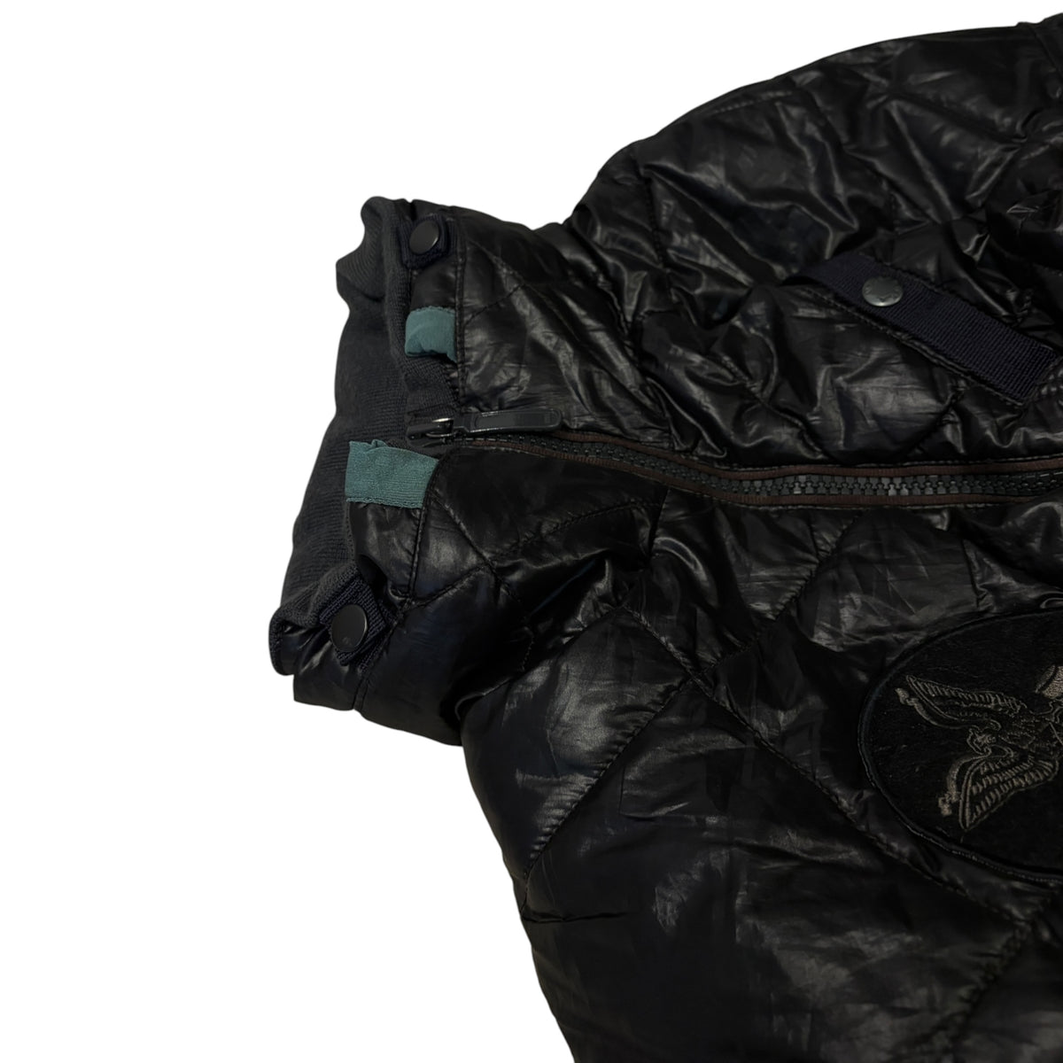Avirex (Japanese exclusive line) black shell puffer jacket w/ embroided badges