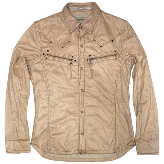 Nicole Club light beige western style studded denim shirt jacket