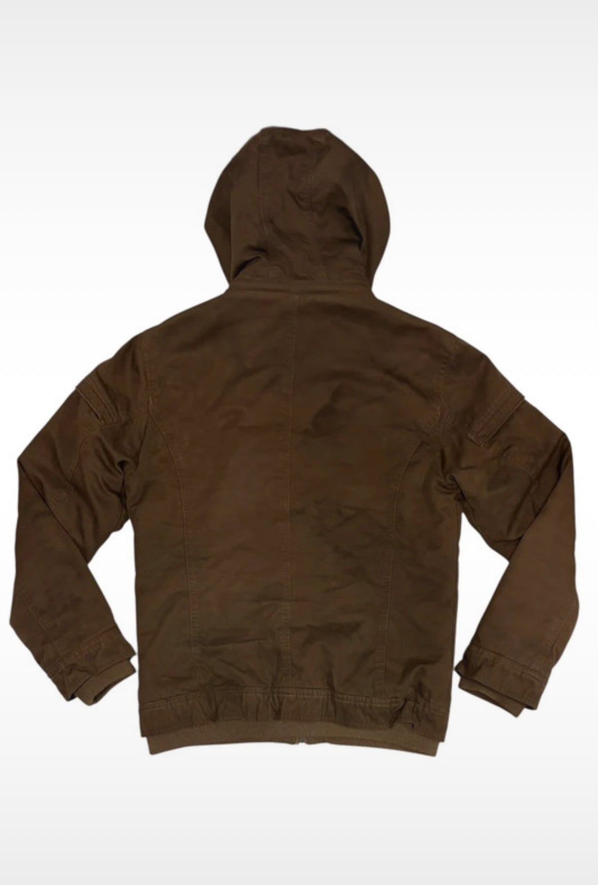 In The Attic brown fur hood brown tactical utility jacket
