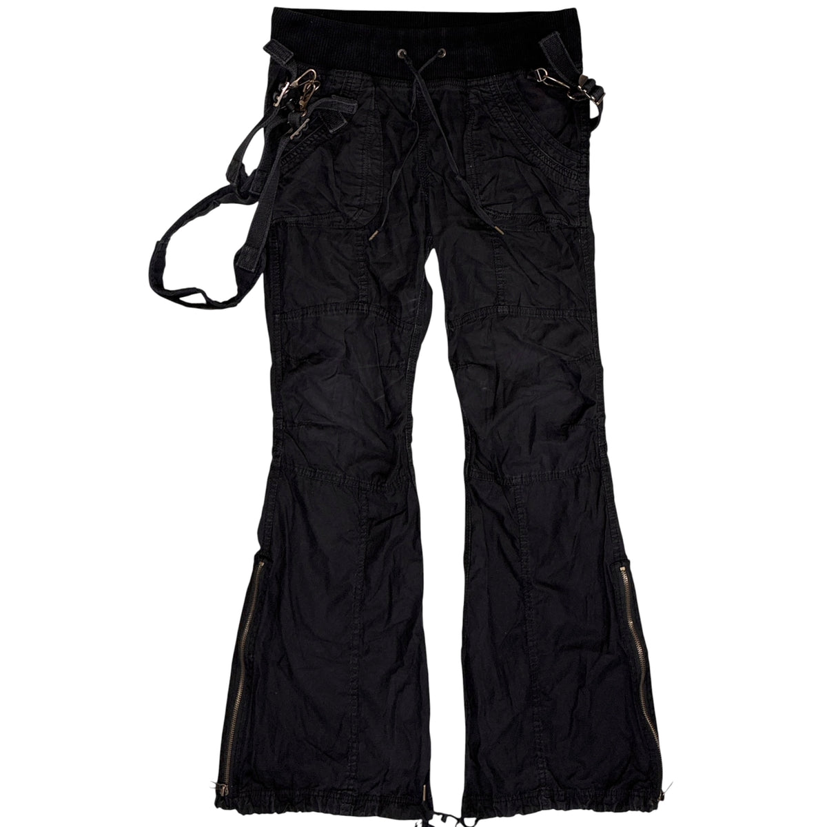 Goa black parachute suspender bootcut flare cargo pants