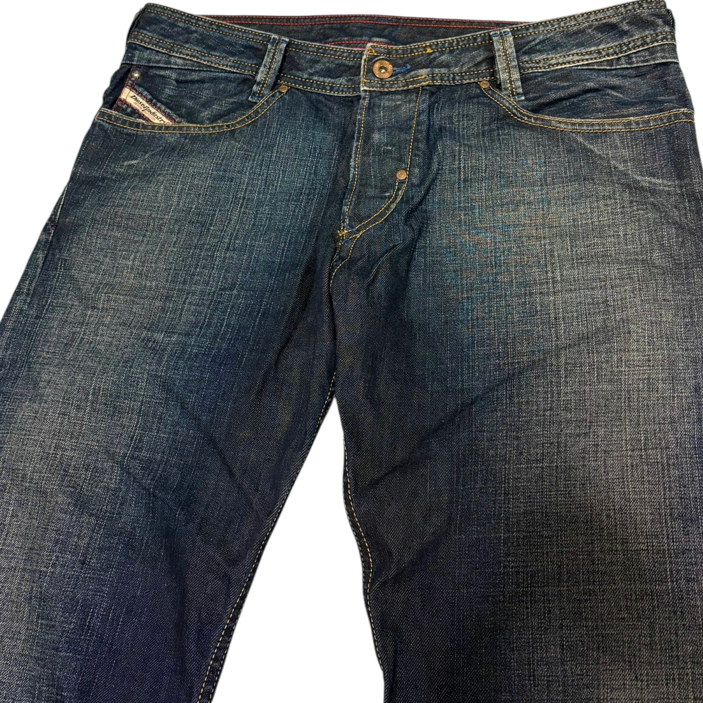 Japanese Diesel Slammer jeans with leather zips & embroidery