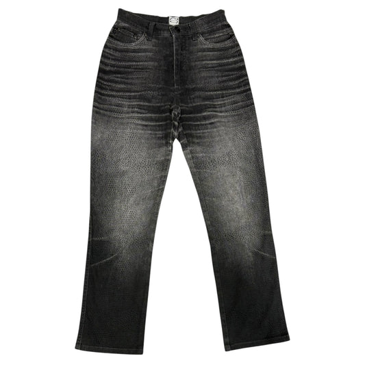 Roberto Cavalli grey leopard print fade wash denim jeans