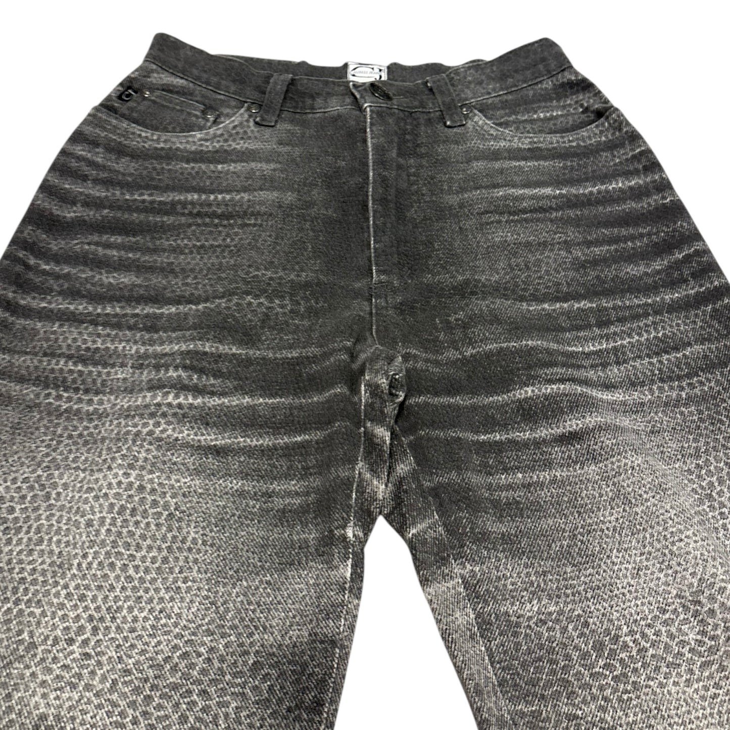Roberto Cavalli grey leopard print fade wash denim jeans