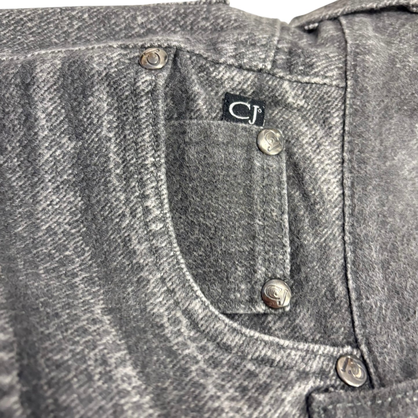 Roberto Cavalli grey leopard print fade wash denim jeans