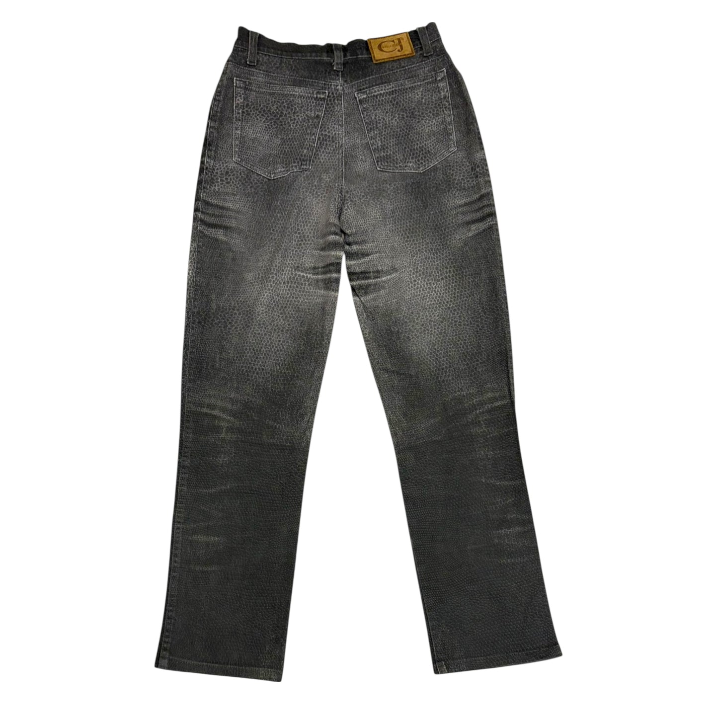 Roberto Cavalli grey leopard print fade wash denim jeans
