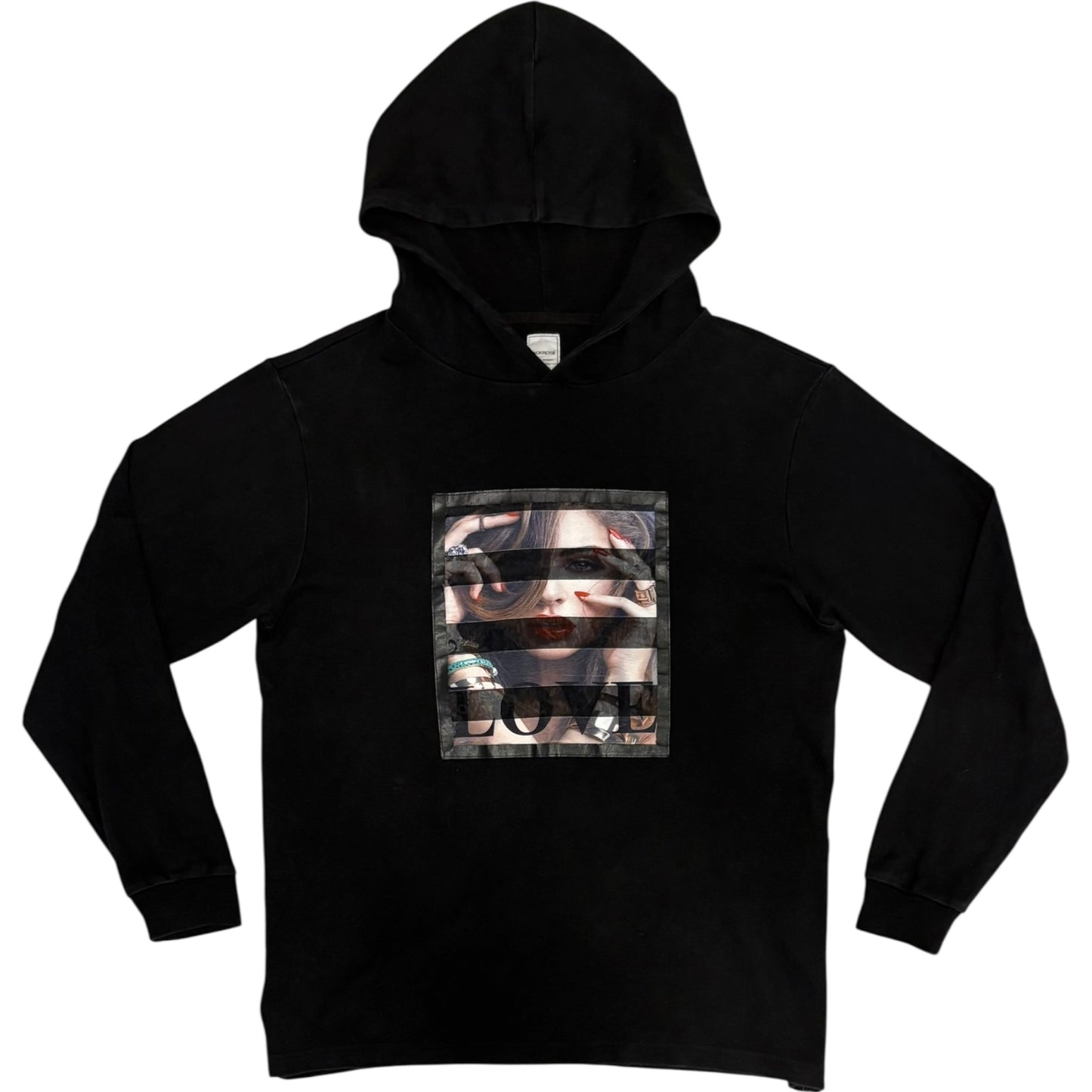 Japanese brand holographic effect ‘Love’ pullover cotton hoodie