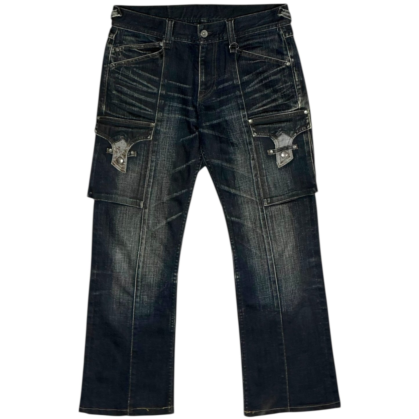 Nicole Club blue claw mark detailed multi pocket denim jeans